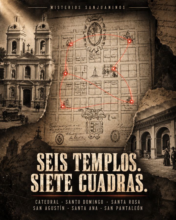 Seis templos, siete cuadras